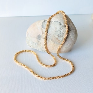 Vintage MONET Gold Tone Chain 22" Necklace, Gold Woven Chain, Vintage Gold Rope Necklace, 70's Necklace Jewelry, Costume Monet Jewelry