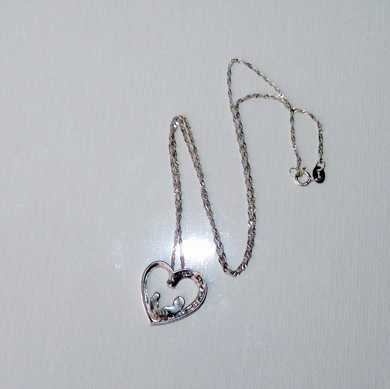 Sterling Silver Mother and Child CZ Pendant 18