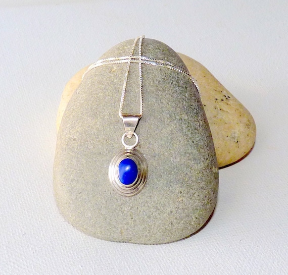 Rare Navajo Lapis Sterling Silver Rosary Necklace Native American Rare Navajo Lapis Sterling Silver Rosary Necklace Native American