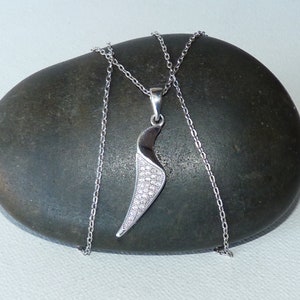 Sterling Silver Cubic Zirconia Pendant Vintage 17 1/2&quot; Necklace Silver Modern Pave Cubic Zircon Pendant, 925 Necklace, Modern Zircon Jewelry
