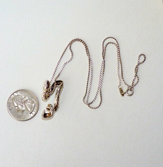 Sterling Silver Snake Pendant 20" Chain Necklace,… - image 8