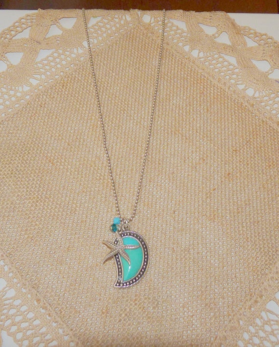 Sterling Silver Genuine Turquoise Pendant 18" Cha… - image 3