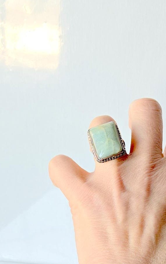 Sterling Silver Larimar Ring Rectangular Larimar … - image 5