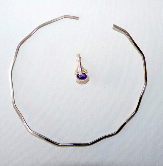 Sterling Silver Amethyst Chocker Necklace 925 Con… - image 10