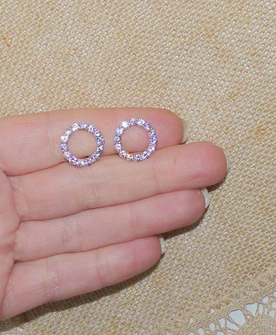 Vintage Sterling Silver Pink Crystal Earrings 925… - image 4