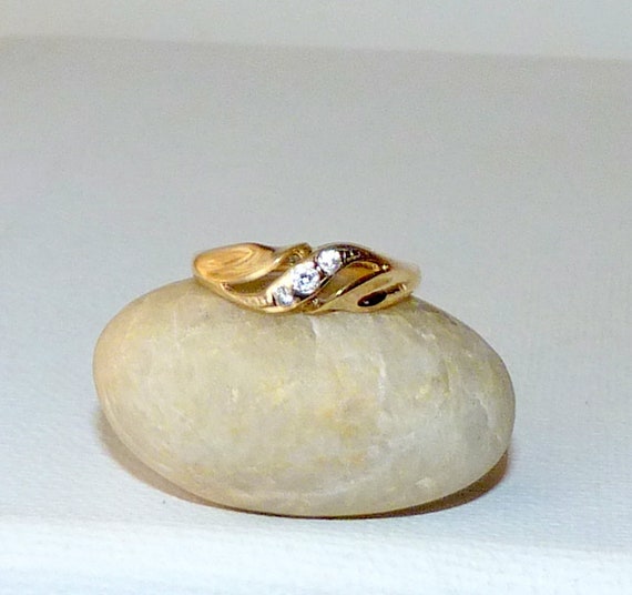 Gold Zircon Ring, Vintage 8K Cubic Zircon Gold Ri… - image 1