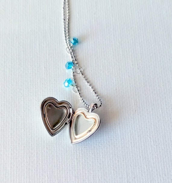 Tooled Sterling Silver Heart Locket 16" Necklace … - image 4