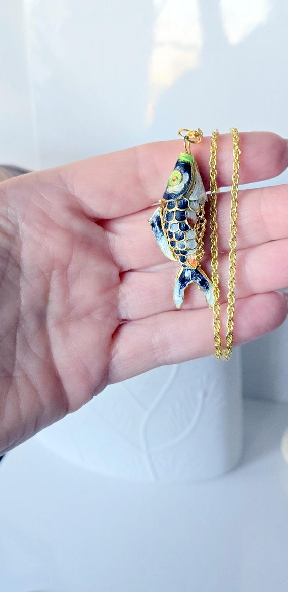 Articulated fish pendant charm - Gem