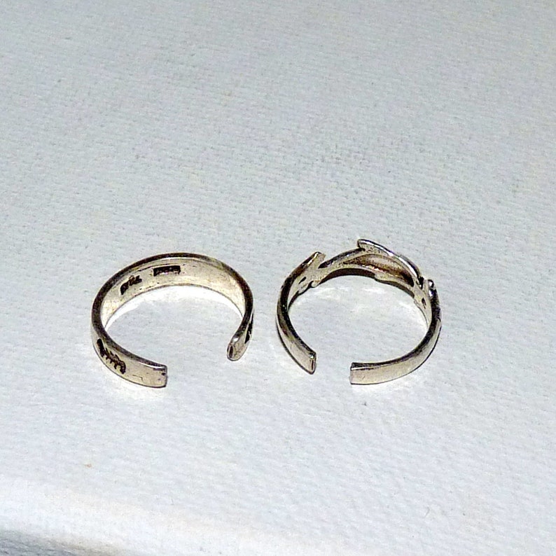 925 Minimalist SZ 3 Rings 925 Jewelry 2 Sterling Silver Toe Rings Size 3-4 Toe Rings Petite Set Of Two Ring 925 Braided Toe Beach Rings