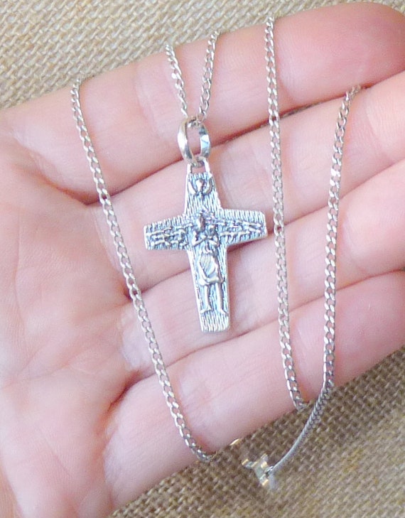 Sterling Silver Cross Pendant 21" Necklace Modern… - image 3