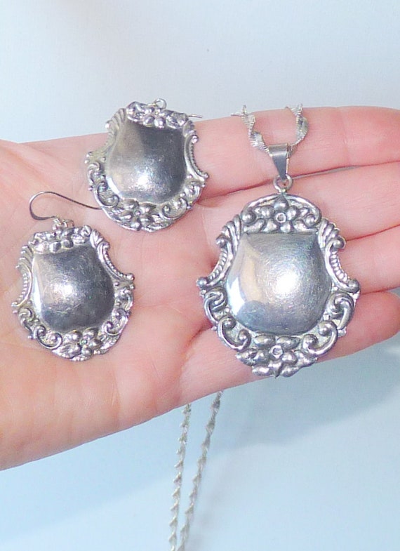 Antique Set Sterling Shield 24" Necklace Jewelry,… - image 9