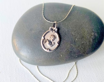 Sterling Silver Angel Pendant 17.5" Necklace Vintage Silver Cherub Pendant 925 Silver Angel Necklace 925 Angel Jewelry Pendant 925 Cherub