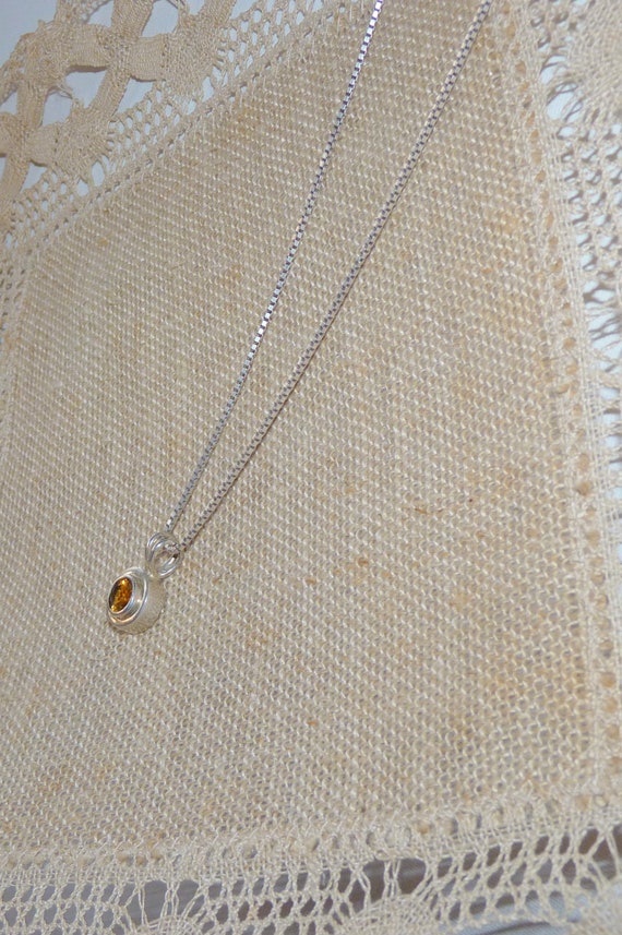 Synthetic Citrine Sterling Silver 16" Chain Neckl… - image 7