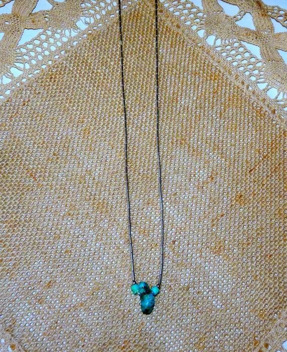 Liquid Silver Turquoise Necklace 16" Vintage Ster… - image 3