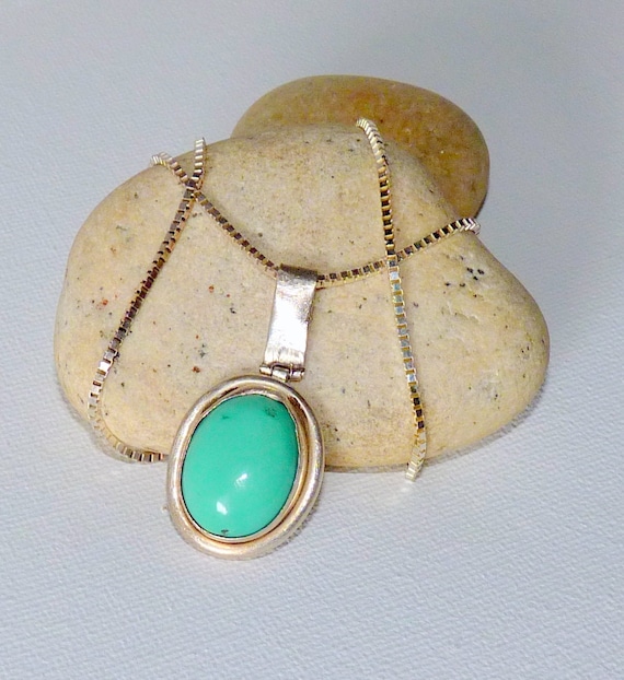 Sterling Silver Genuine Turquoise Pendant Silver 1