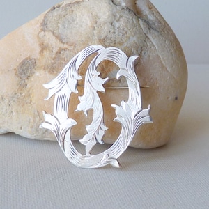 Sterling Silver Letter O Monogram Pin 925 Vintage Engraved O Fancy Sterling Art Deco Brooch, Monogram O Brooch, 925 Silver O Jewelry
