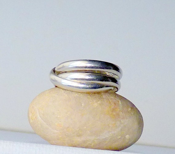 Sterling Silver Puzzle Ring Size 5 Interlocked Se… - image 1