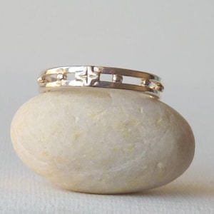 Sterling Silver Rosary Ring, Vintage Catholic Band Ring, Size 9, One Decade Rosary Unisex Ring, Christan Jewelry, Oxidized Prayer Band