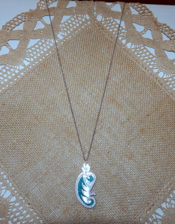Sterling Silver Crushed Turquoise Pendant 18" Cha… - image 4