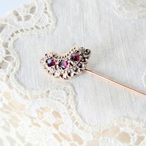 Antique Gold  Filled Garnet Stick Pin, Vintage Antique Gold Pin, Garnet gold fill Jewelry, Vintage Art Deco Stick Pin Vintage Pin Retro Pin,