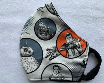 2 Deluxe Star Wars Face Masks - 2 Reusable Star Wars Face Mask - 2 Cotton Face Masks - 2 Unisex Luxury Mask Set