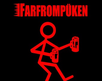 Farfrompuken Decal Funny Stick Person Drinking Vinyl Window Sticker