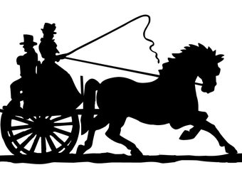 Old Fashioned Horse and Carriage Vinyl Decal Contour Cut Equestrian Car Truck Trailer Sticker