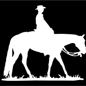 Cowboy and Horse Decal Trail Rider Vinyl Decal Equestrian Car Truck Trailer Sticker