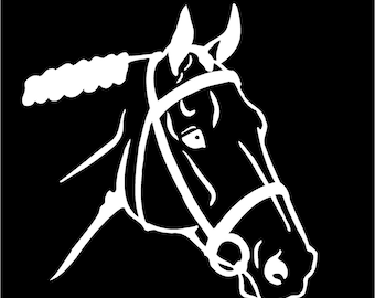 English Horse Head Decal Contour Cut Vinyl Decal Equestrian Car Truck Trailer Sticker