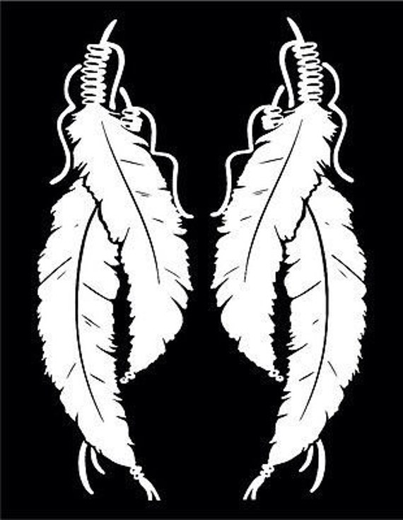 Vinyl Feathers Decal Native American Feather Mirrored Image Etsy 