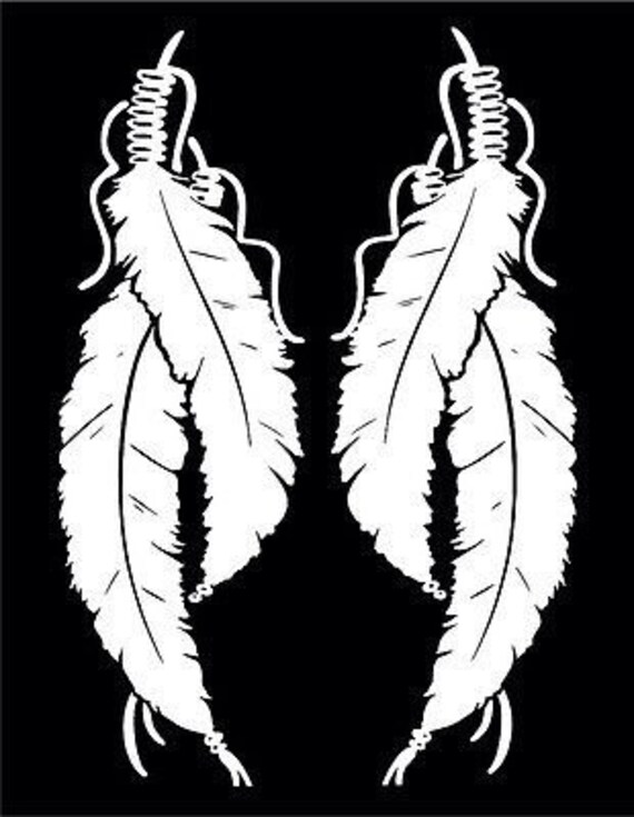 Vinyl Feathers Decal Native American Feather Mirrored Image Etsy