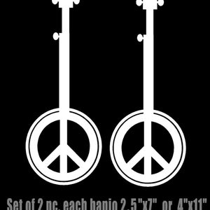 Peace Banjo Decals Two Vinyl Country Old Time Bluegrass Music Stickers