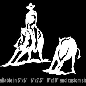 Cutting Horse Vinyl Decal Rodeo Contour Cut Car Truck Trailer Window Sticker