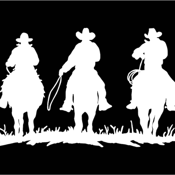 Cowboys Riding Horses Decal Western Contour Cut Vinyl Sticker