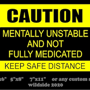 Caution Mentally Unstable and Not Fully Medicated Decal funny vinyl car sticker