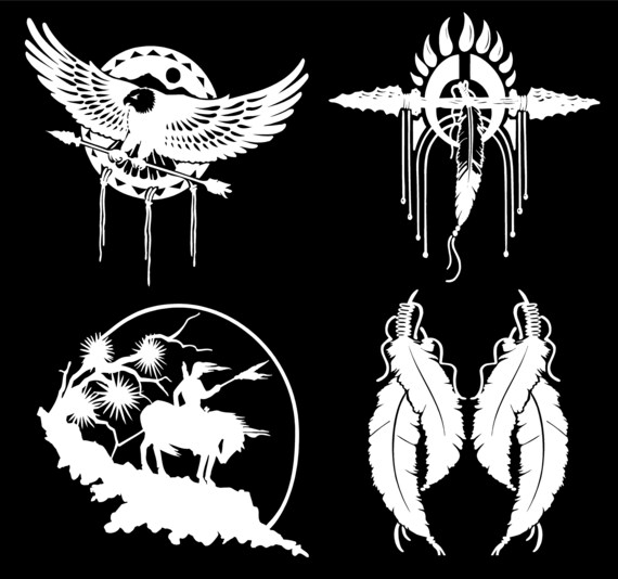 Native American Decals Set of 5 Contour Cut Southwestern Crest Etsy