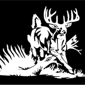 Whitetail Deer Decal Buck Jumping Log Contour Cut Vinyl Sticker