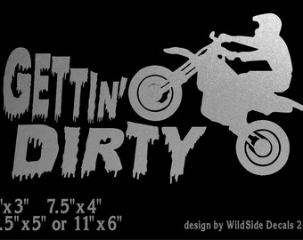 Dirt Bike Decal Gettin' Dirty Motorcycle Contour Cut Vinyl Sticker
