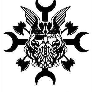 Odin Crest with Axes and Lunate Cross Decal Car Window Laptop Vinyl Nordic Norse Viking Sticker