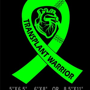 Heart Transplant Warrior Decal Organ Transplant Ribbon Contour Cut ...