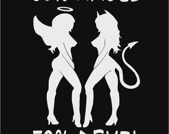 Sexy Mud Flap Girl Vinyl Decal - Angel Devil Girls, Car Truck Sticker