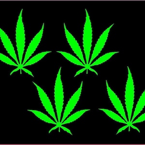 Marijuana Leaves Decal Set of Four Same Size Contour Cut Vinyl Sticker