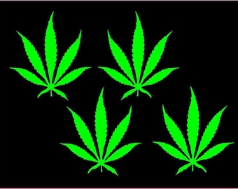 Marijuana Leaves Decal Set of Four Same Size Contour Cut Vinyl Sticker