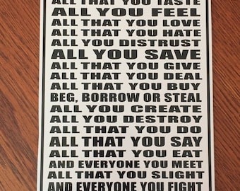 Metal Hanging Sign Pink Floyd Lyrics Eclipse Dark Side Of the Moon Album Wall Art Home Décor