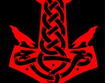 Thor's Hammer Decal Mjolnir Car Window Laptop Vinyl Nordic Viking Sticker