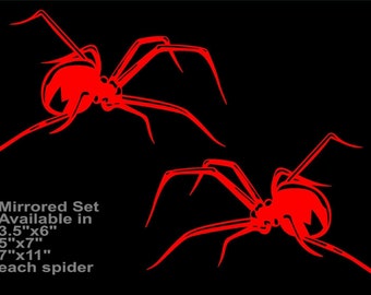 Spider Decals Mirrored Image Set Contour Cut Vinyl Decal Car Truck Trailer Sticker