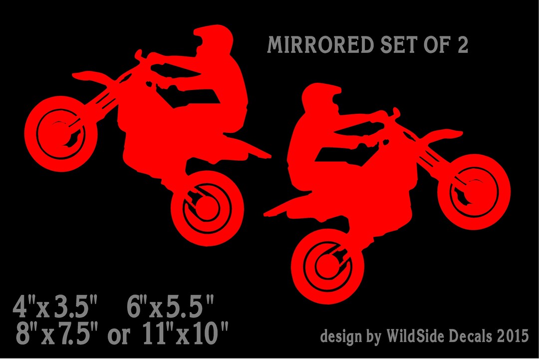 Dirt Bike Decal Mirrored Image Set Motorcycle Contour Cut Vinyl Sticker