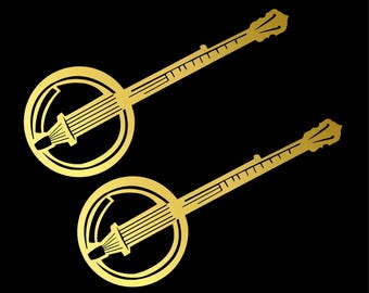 Banjo Decals Two Vinyl Instrument Country Old Time Bluegrass Music Stickers