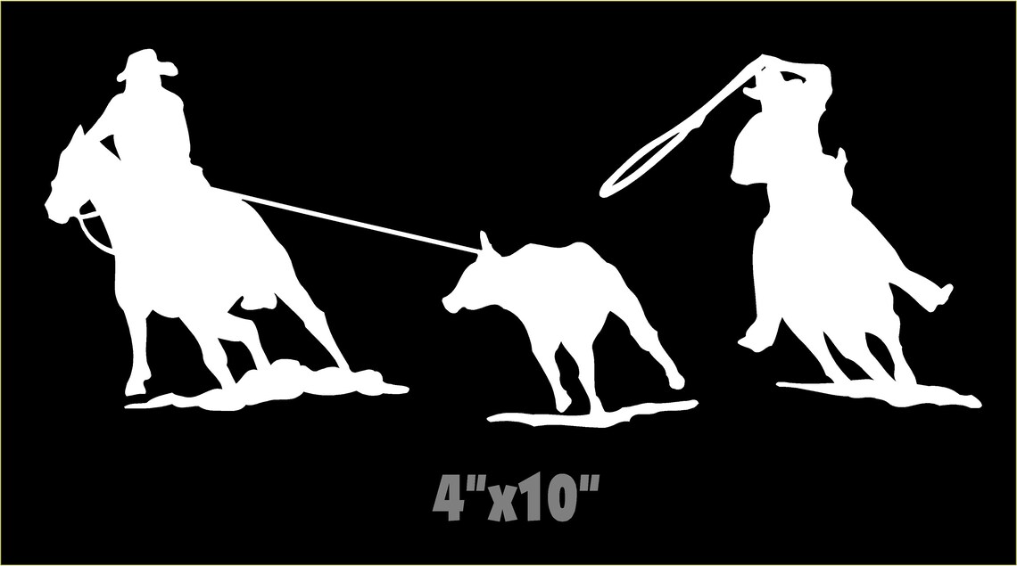 Team Roping Horse Decal Rodeo Contour Cut Sticker | Etsy