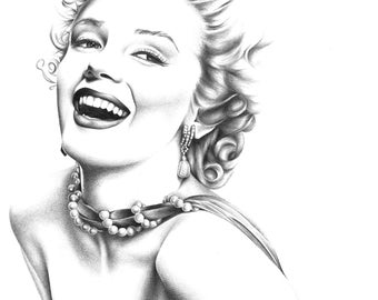 Marilyn Monroe Pencil Portrait Drawing Print